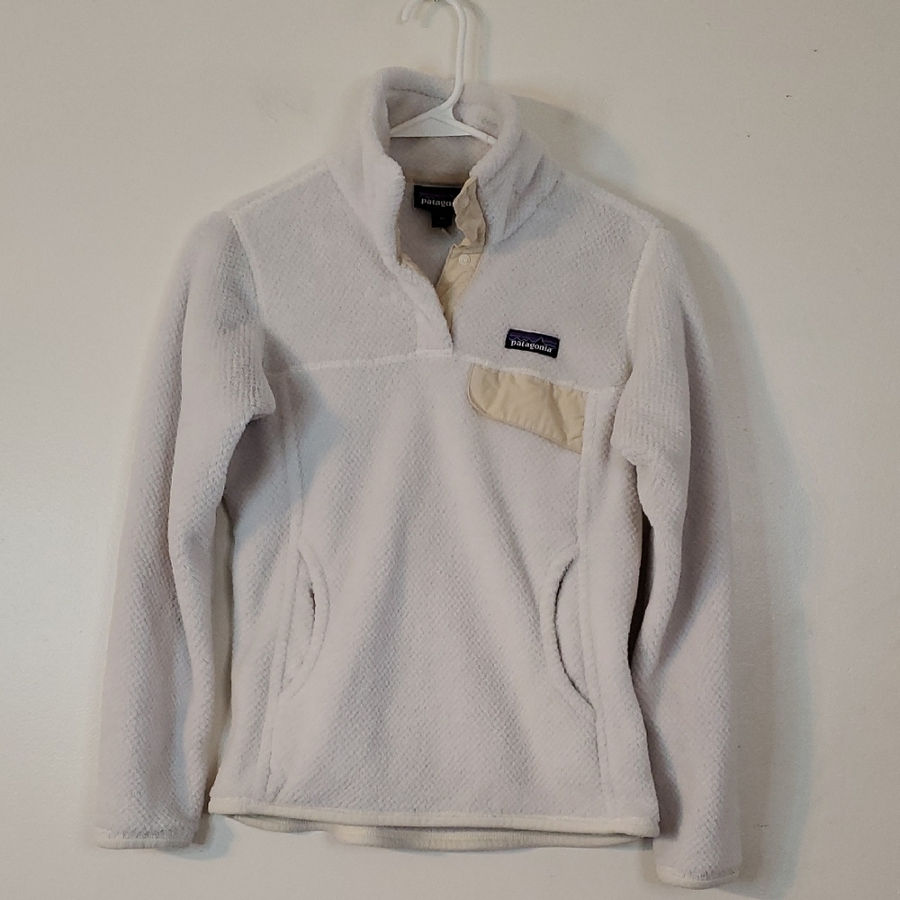 Patagonia Re-Tool Snap-T Fleece Pullover Raw Linen White Womens Extra Small